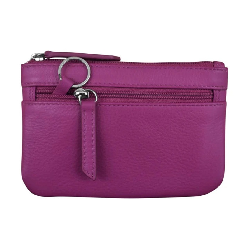 ILI New York  Leather Coin Holder with Key Ring - Orchid