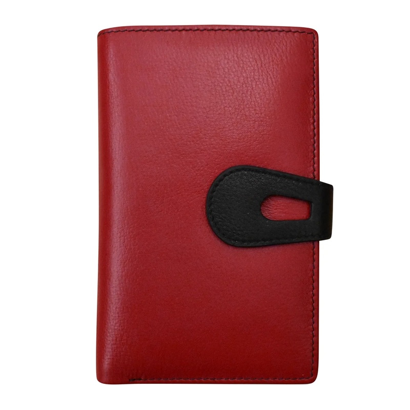 ILI New York Leather Midi Wallet - Red/Black