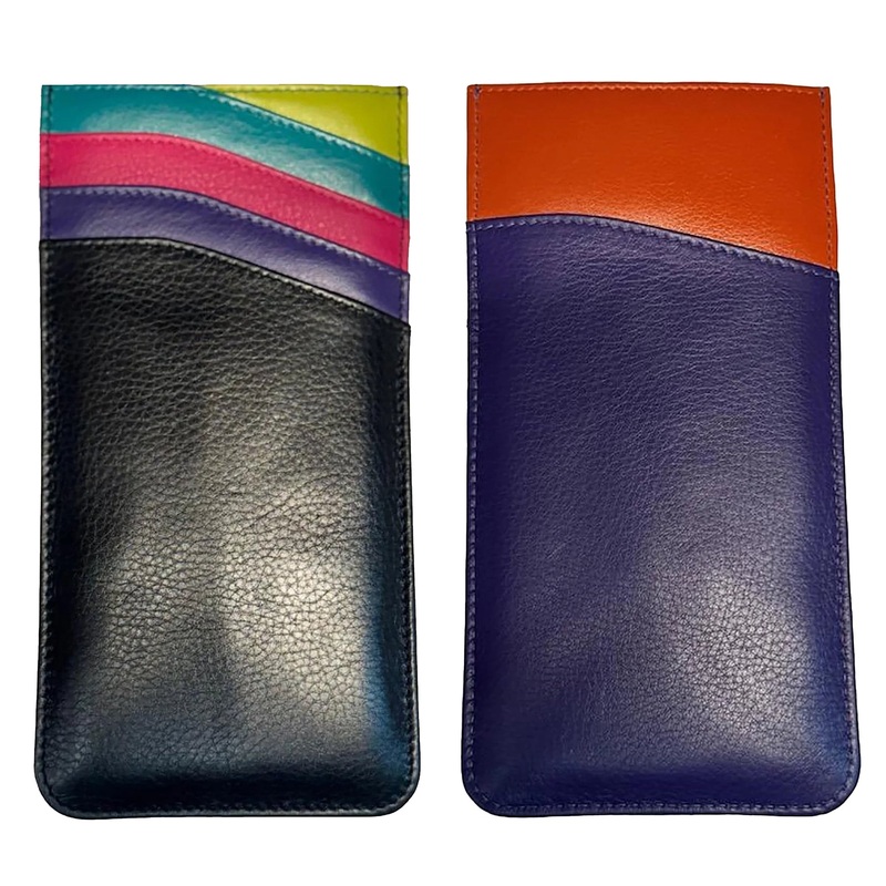 ILI New York Leather RFIS Slide-In Eyeglass Case - Black Brights