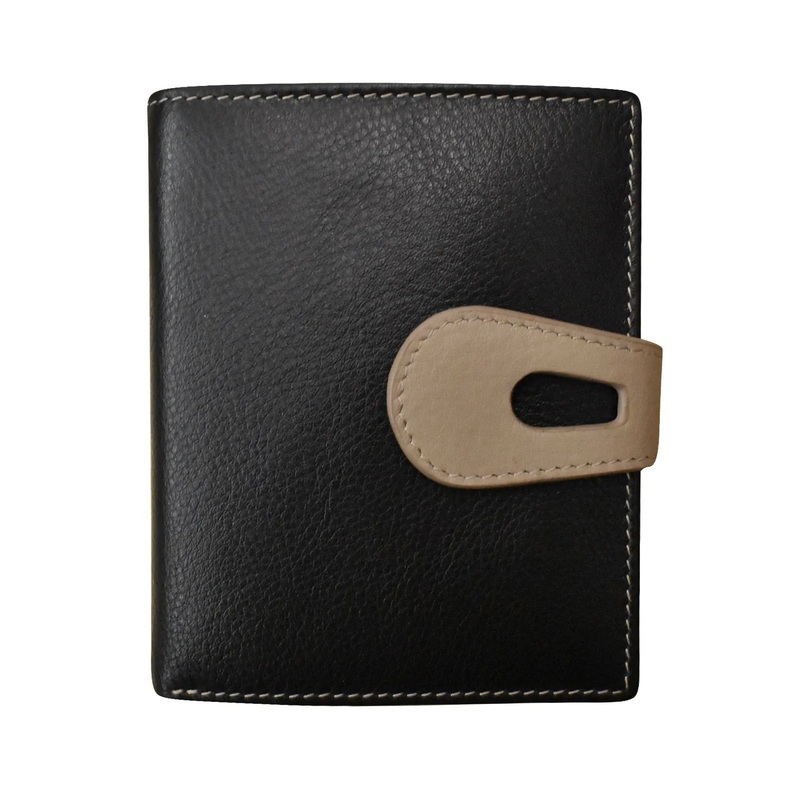 ILI New York Small Wallet with Tab - Black/Taupe