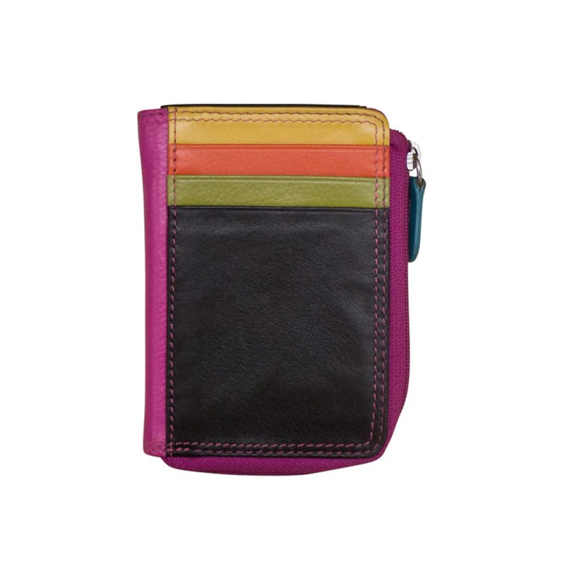 ILI New York Vertical Zip Card Wallet - Black Brights