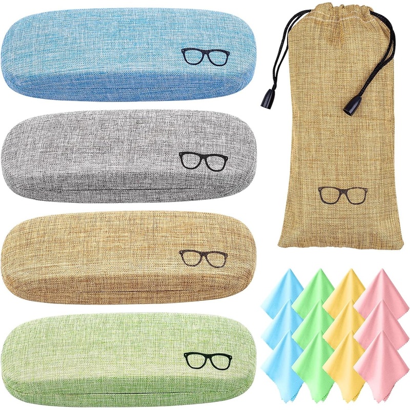 Ouskr 17 Pcs Eyeglass Case Hard Shell Set, Unisex Hard Glasses Case, Large Eyeglasses Cases for Men Women