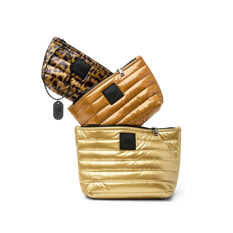 Think Royln Travel Trio Organizational Pouches Set of 3 - Gold/Nude/Leopard