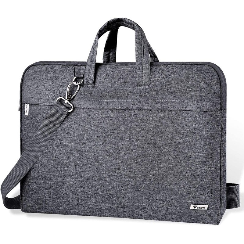 Voova Laptop Bag 17 17.3 Inch Water-Resistant Laptop Sleeve Case with Shoulder Straps & Handle, Computer Case Cover Slim Briefcase Compatible with 17-18 Hp Dell Asus Acer, Grey