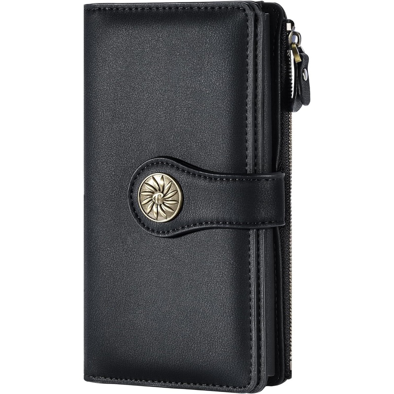 Women's Large Capacity Clutch, Luxury Waxed Leather Wallet