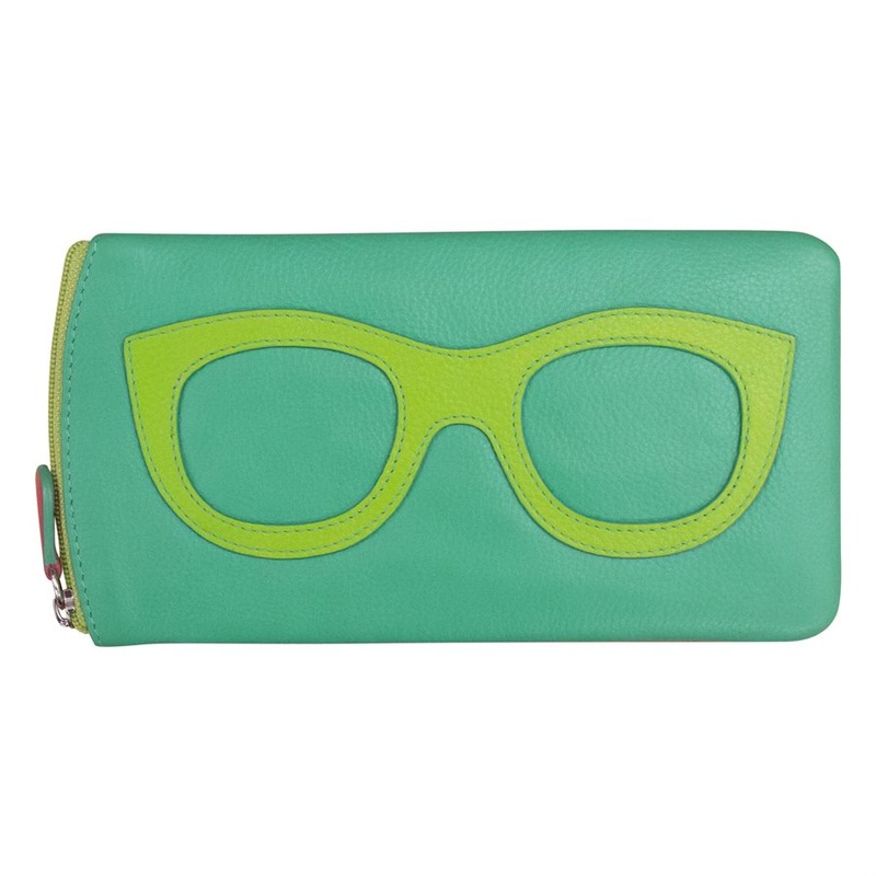 ILI New York Leather Eyeglass Case  Turquoise /Pear/Pink