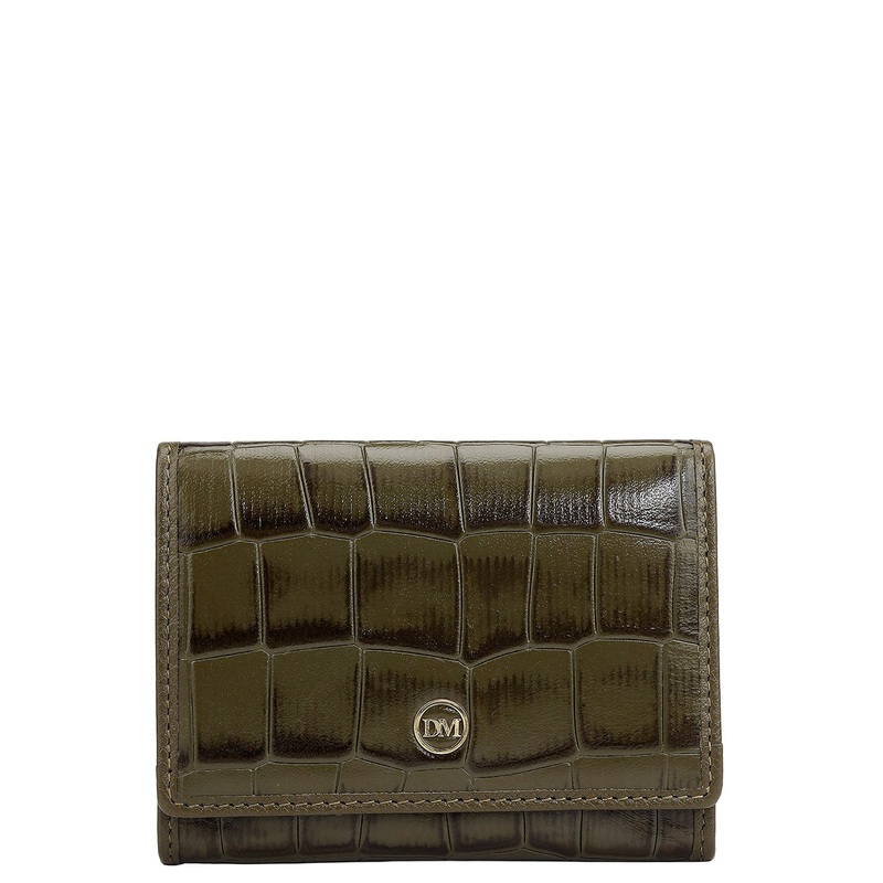 3 Slots Leather Card Case - Military Green