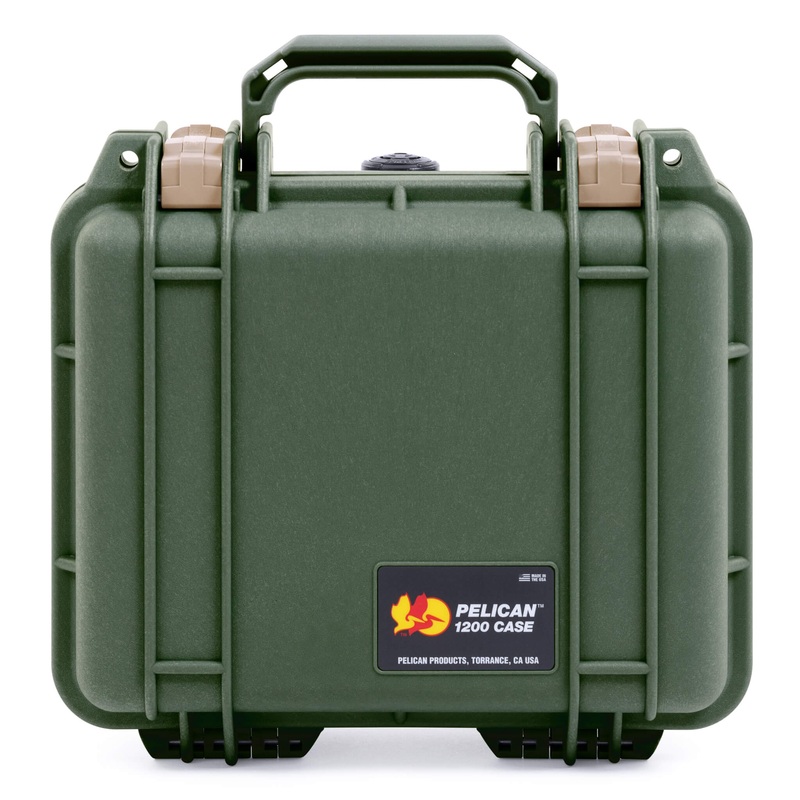 Pelican 1200 Case, OD Green with Desert Tan Latches