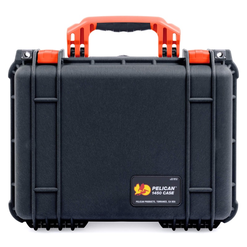 Pelican 1450 Case, Black with Orange Handle & Latches