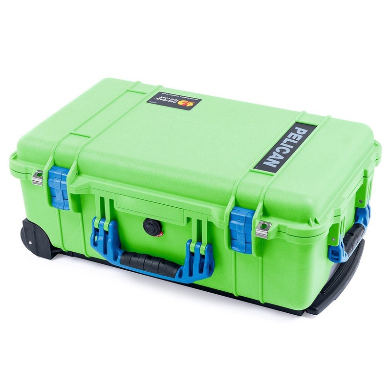 Pelican 1510 Case, Lime Green with Blue Handles & Latches