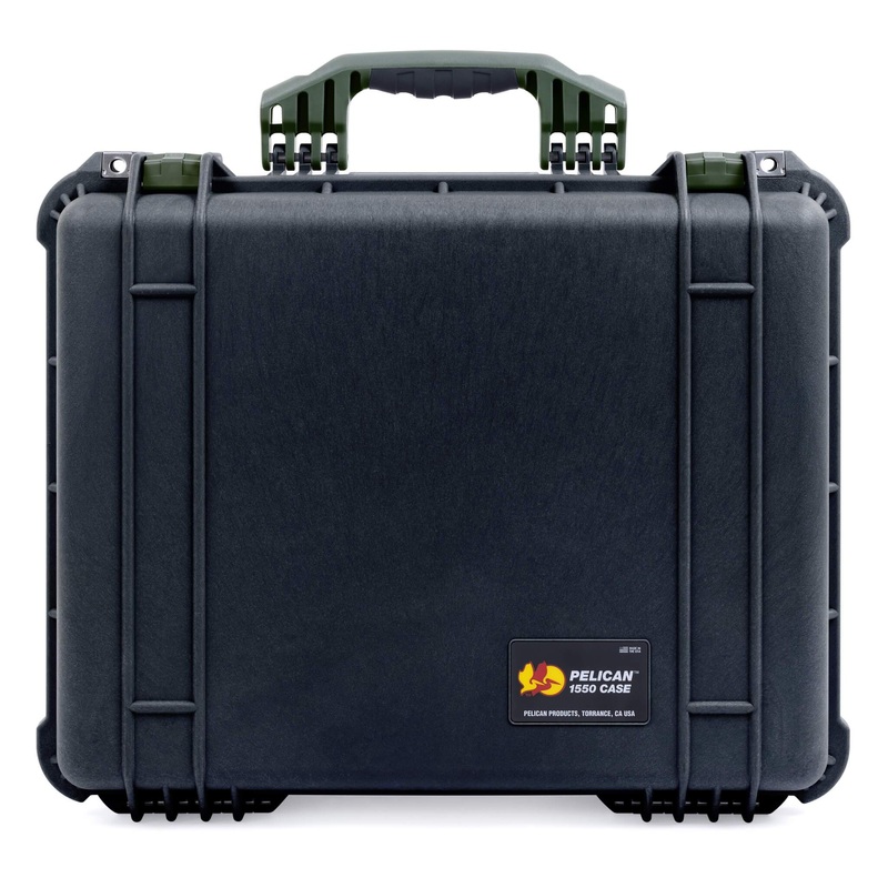 Pelican 1550 Case, Black with OD Green Handle & Latches