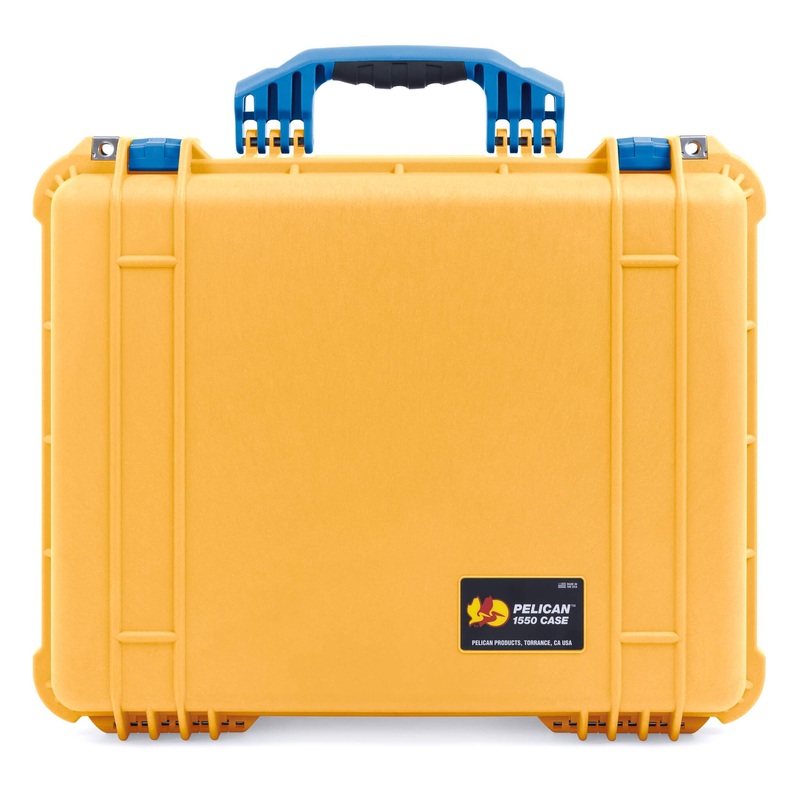 Pelican 1550 Case, Yellow with Blue Handle & Latches