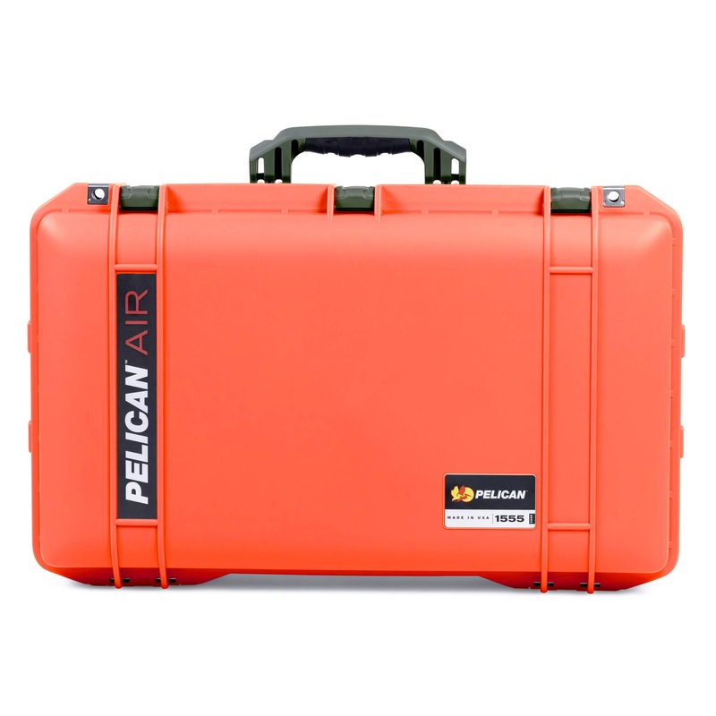 Pelican 1555 Air Case, Orange with OD Green Handle & Latches