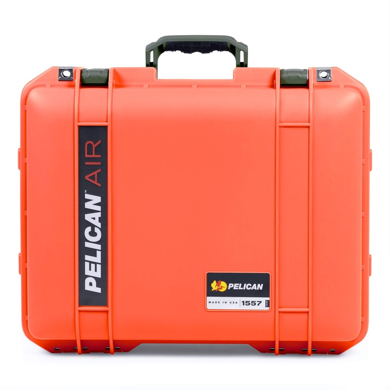 Pelican 1557 Air Case, Orange with OD Green Handle & Latches