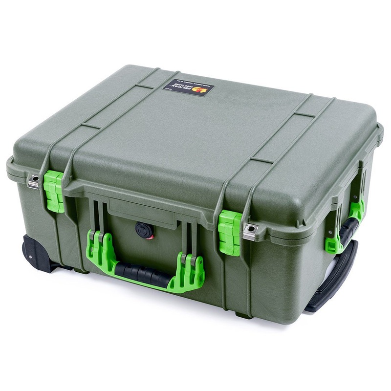 Pelican 1560 Case, OD Green with Lime Green Handles & Latches