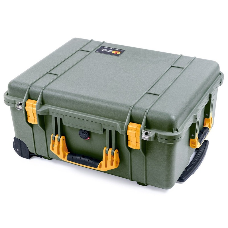 Pelican 1560 Case, OD Green with Yellow Handles & Latches