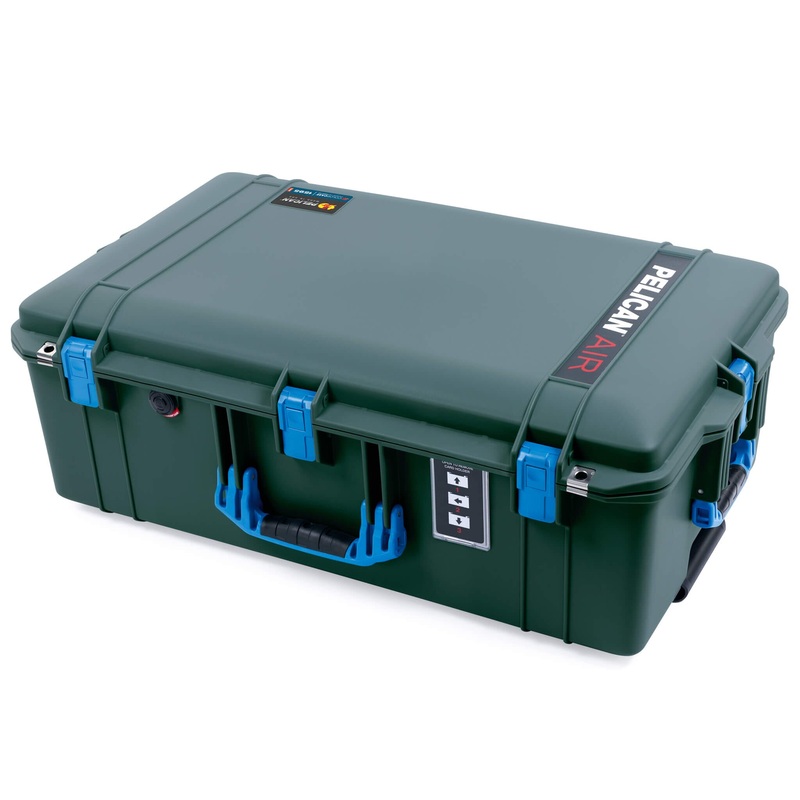 Pelican 1595 Air Case, Trekking Green with Blue Handles & Latches