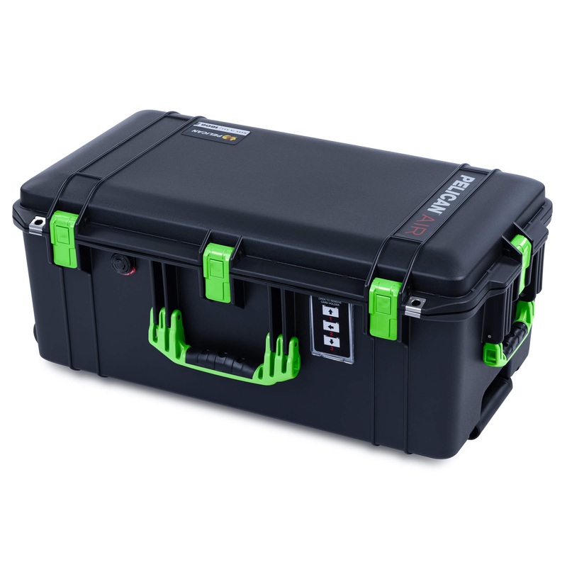 Pelican 1606 Air Case, Black with Lime Green Handles & Latches