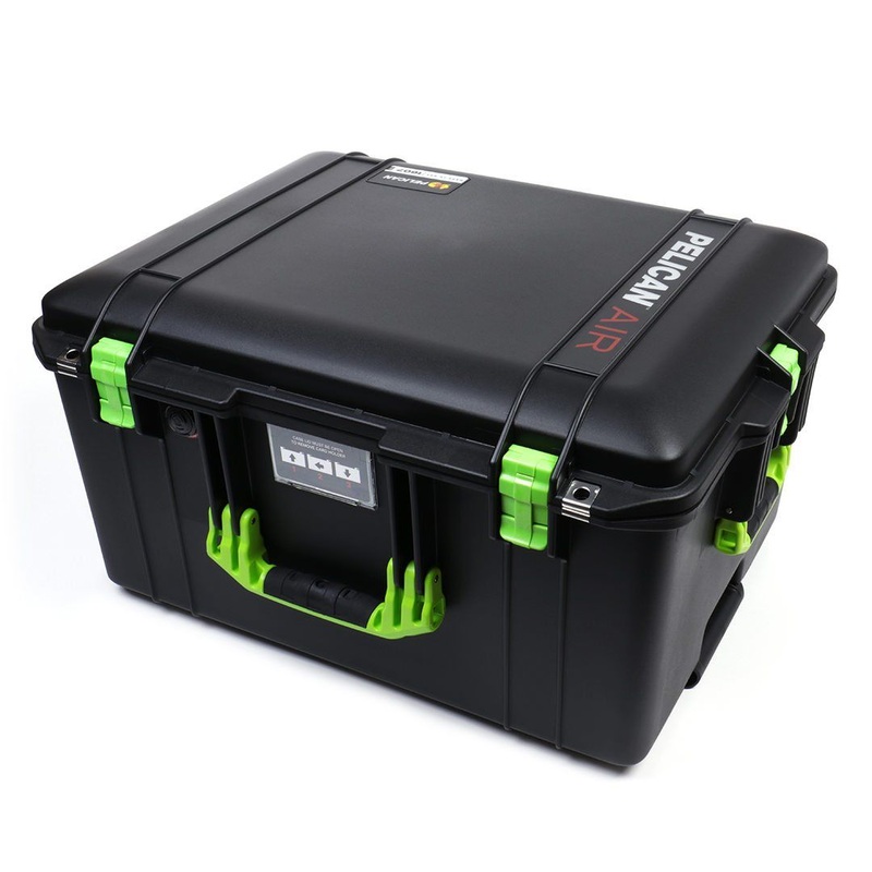 Pelican 1607 Air Case, Black with Lime Green Handles & Latches