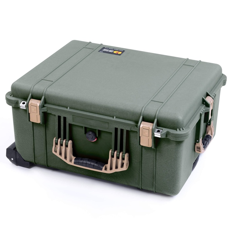 Pelican 1620 Case, OD Green with Desert Tan Handles & Push-Button Latches