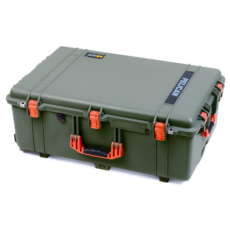 Pelican 1650 Case, OD Green with Orange Handles & Latches