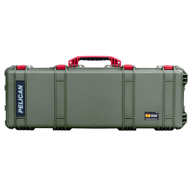Pelican 1720 Protector Long Case, OD Green with Red Handles & Latches (Gen2)
