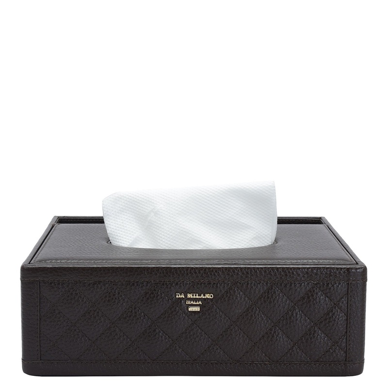 Quilting Wax Leather Napkin Case - Chocolate