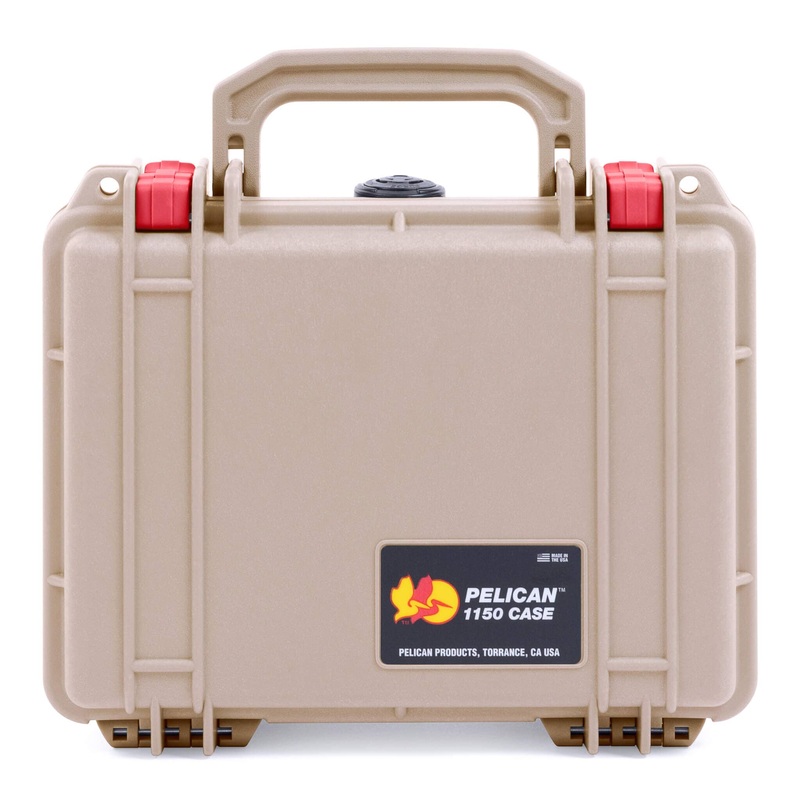 Pelican 1150 Case, Desert Tan with Red Latches