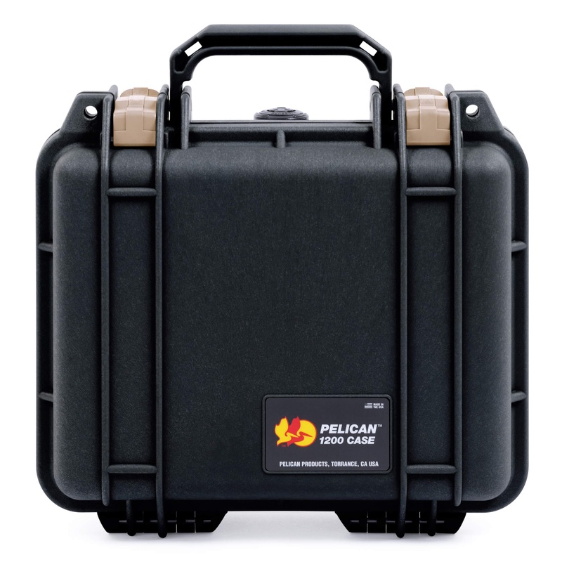 Pelican 1200 Case, Black with Desert Tan Latches