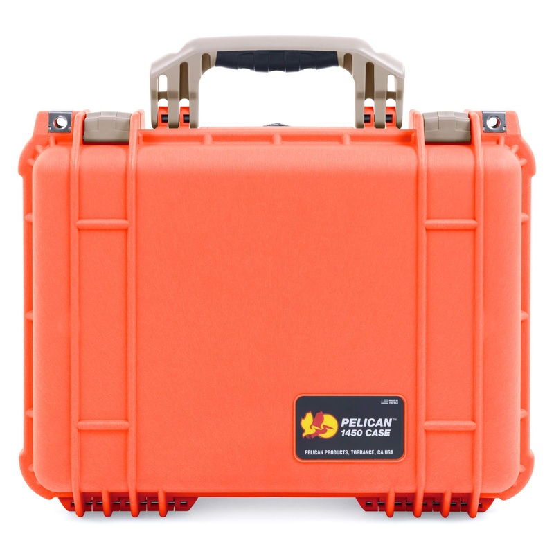 Pelican 1450 Case, Orange with Desert Tan Handle & Latches