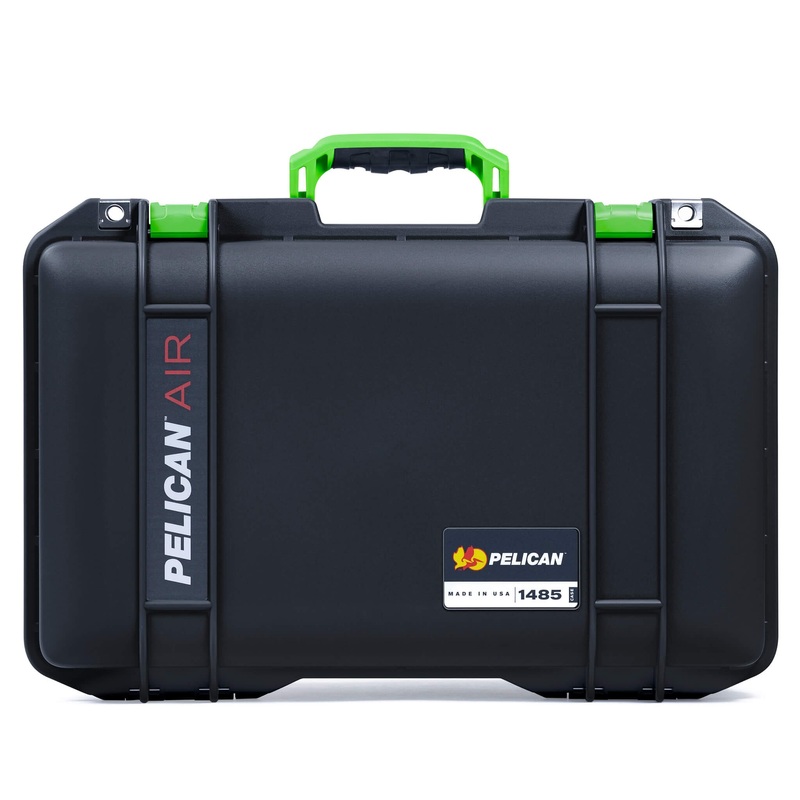 Pelican 1485 Air Case, Black with Lime Green Handle & Latches