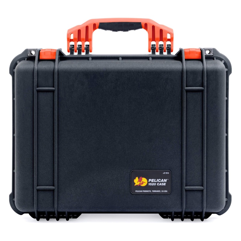 Pelican 1520 Case, Black with Orange Handle & Latches