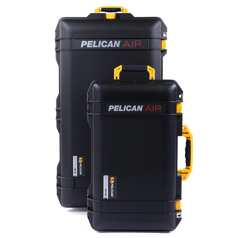 Pelican 1535 & 1615 Air Case Bundle, Black with Yellow Handles & Latches
