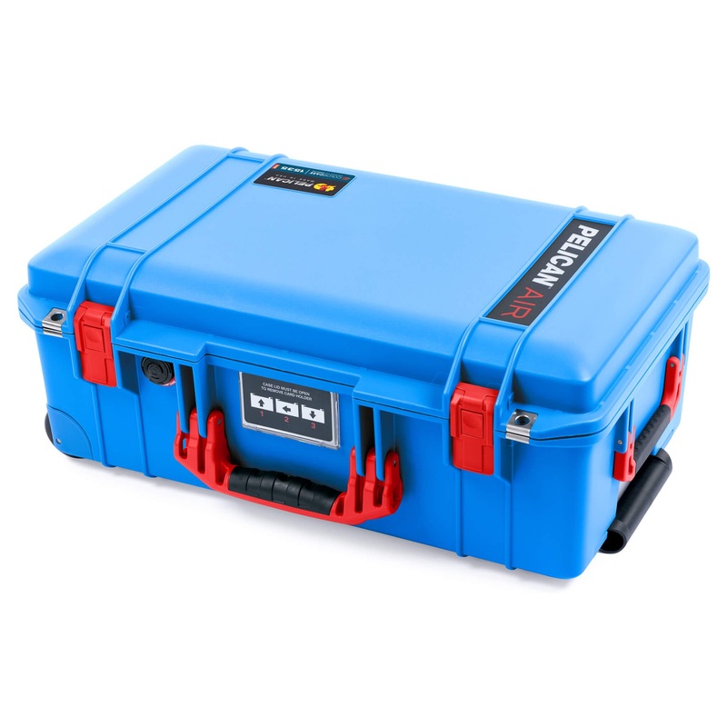 Pelican 1535 Air Case, Electric Blue with Red Handles & Latches