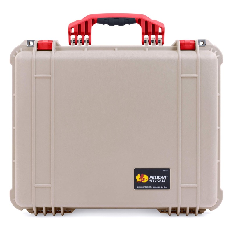 Pelican 1550 Case, Desert Tan with Red Handle & Latches