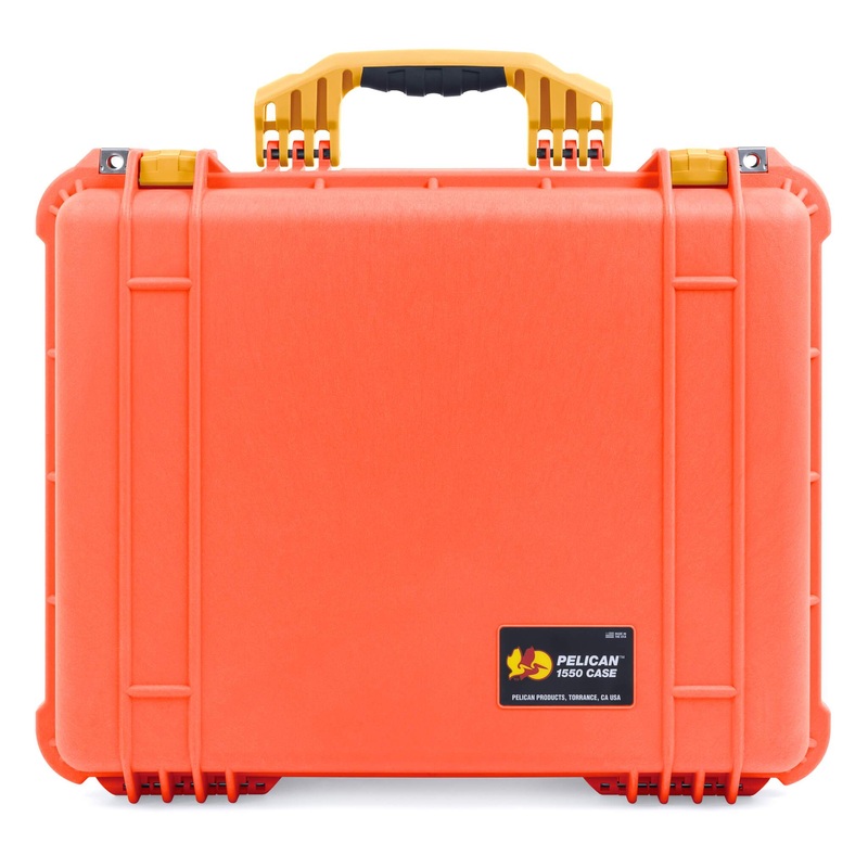 Pelican 1550 Case, Orange with Yellow Handle & Latches
