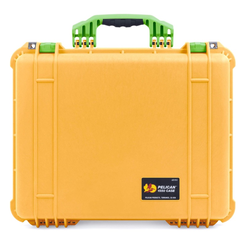 Pelican 1550 Case, Yellow with Lime Green Handle & Latches