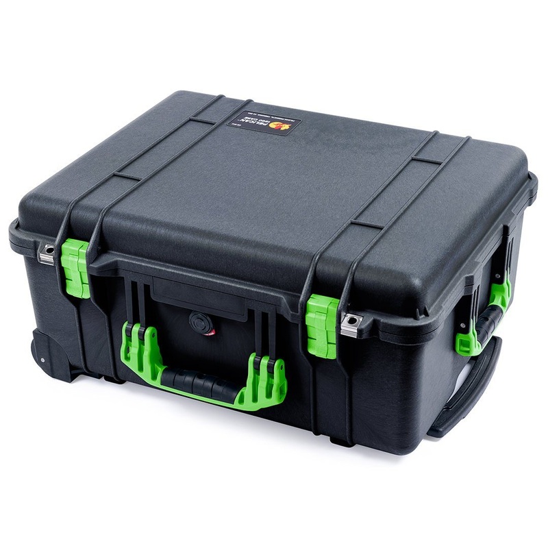 Pelican 1560 Case, Black with Lime Green Handles & Latches