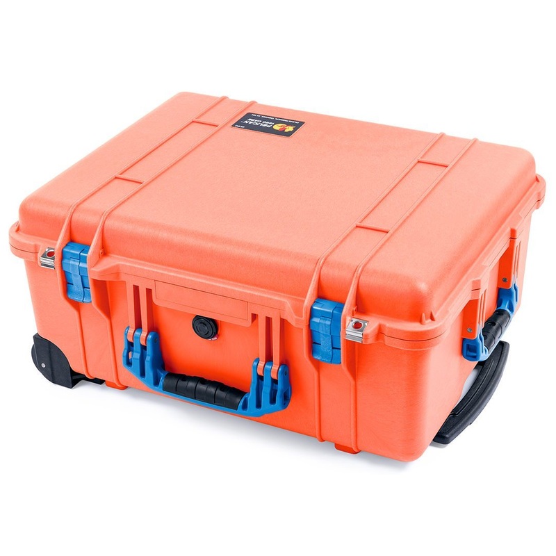 Pelican 1560 Case, Orange with Blue Handles & Latches