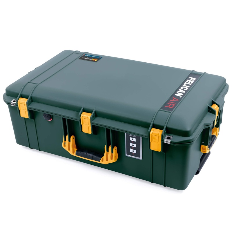 Pelican 1595 Air Case, Trekking Green with Yellow Handles & Latches
