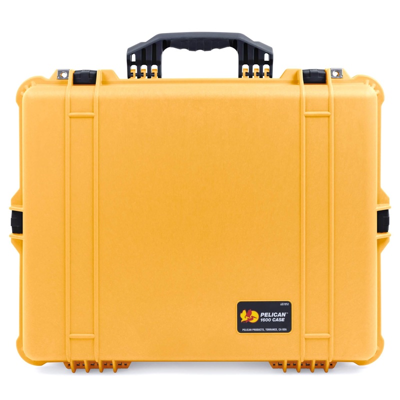 Pelican 1600 Case, Yellow with Black Handle & Latches