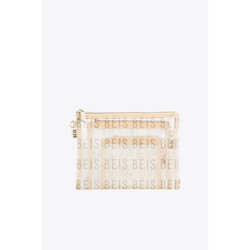 The Mesh Pouch Trio in Beige