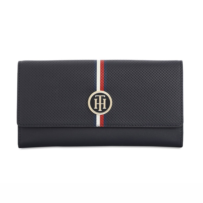 Tommy Hilfiger Charlee Women's Leather Flap Wallet-Navy