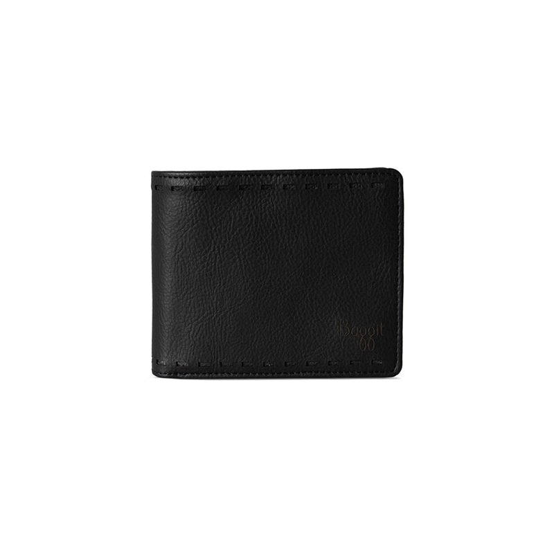 Biscuit Black Small Two Fold Wallet