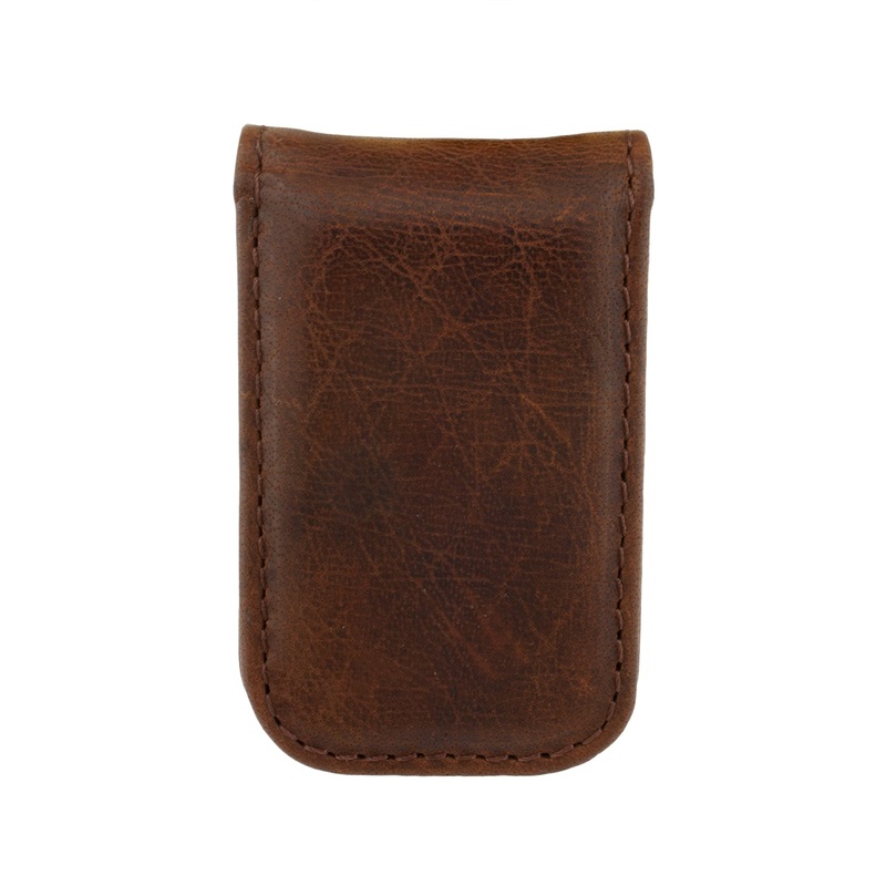 Cheyenne Hand-Stained Water Buffalo Leather Magnetic Money Clip
