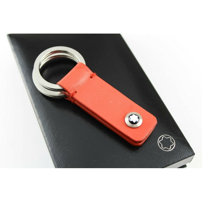 Montblanc Red Leather Key Fob 2-Split Key Ring