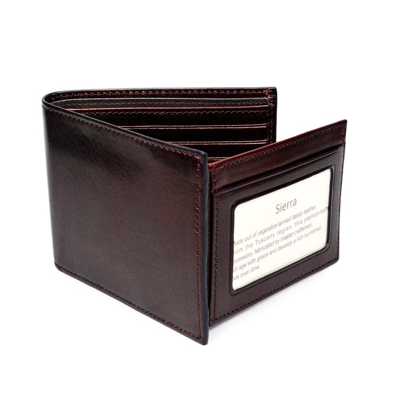 Sierra Italian Leather Billfold w/extra Page - Brown