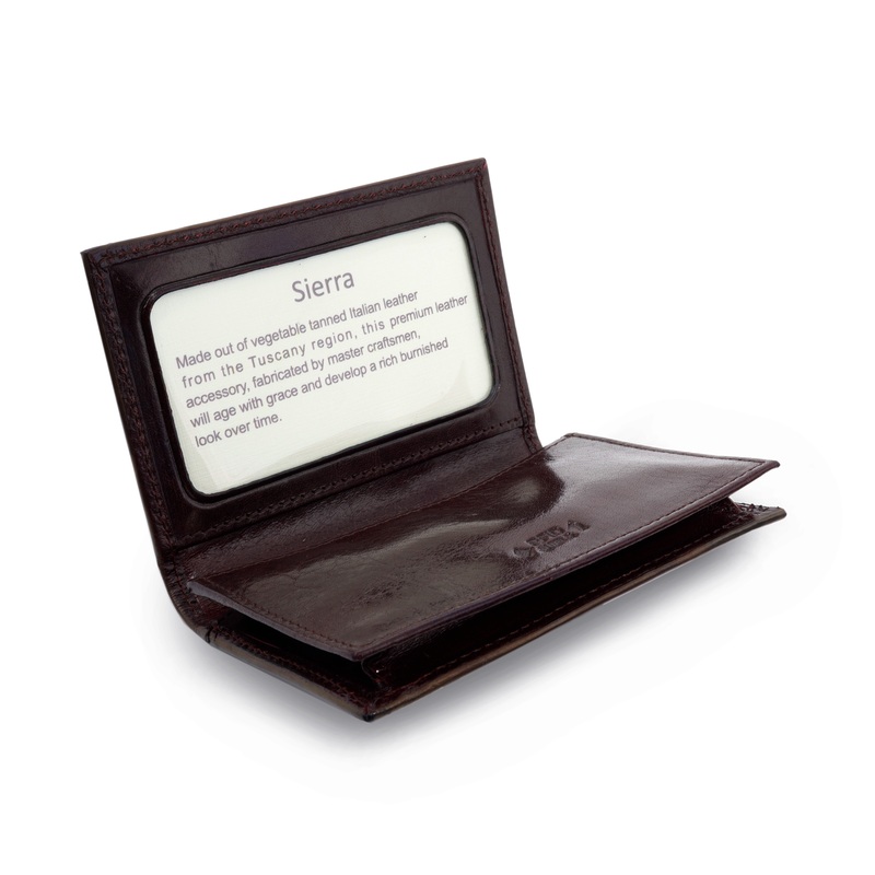 Sierra Italian Leather Gusseted Card Case - Brown
