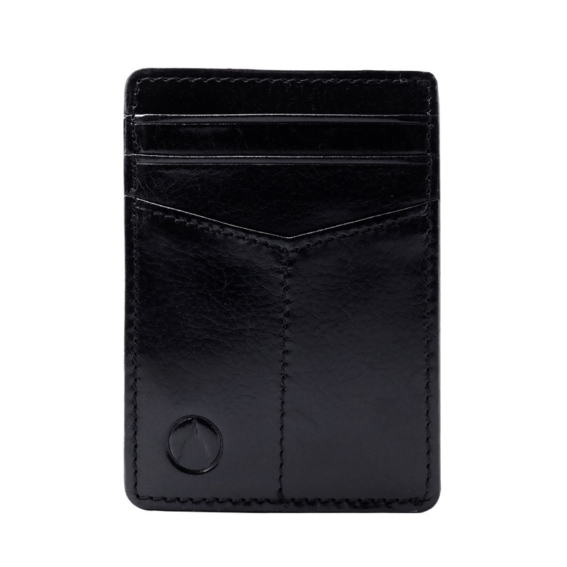 Sierra Italian Leather Money Clip Card Case - Black