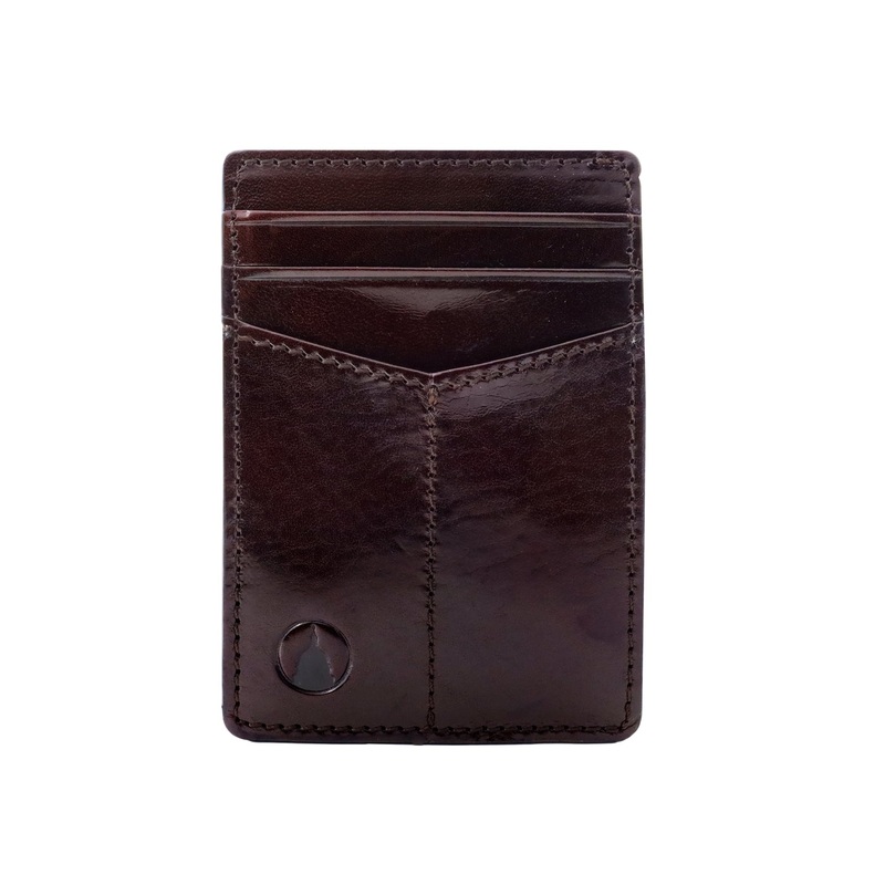 Sierra Italian Leather Money Clip Card Case - Brown